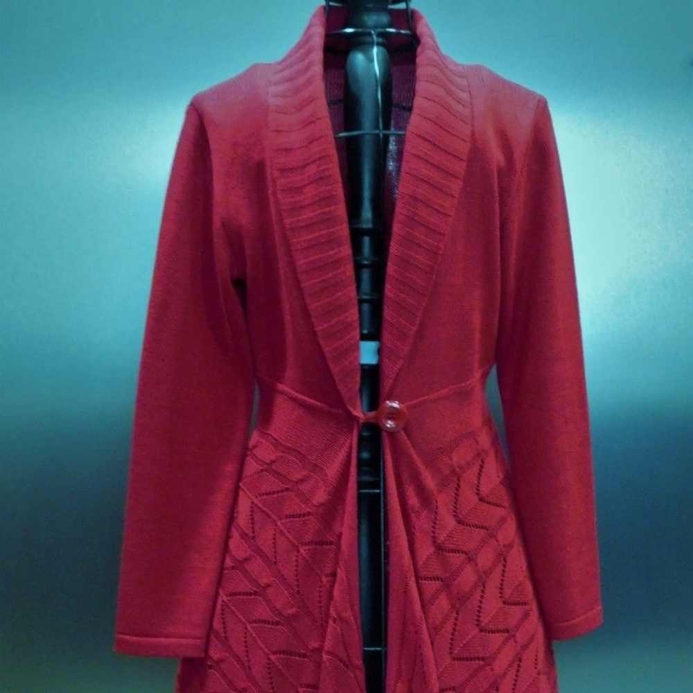 Maiharia Aurora Long Red Draped Front Cardigan